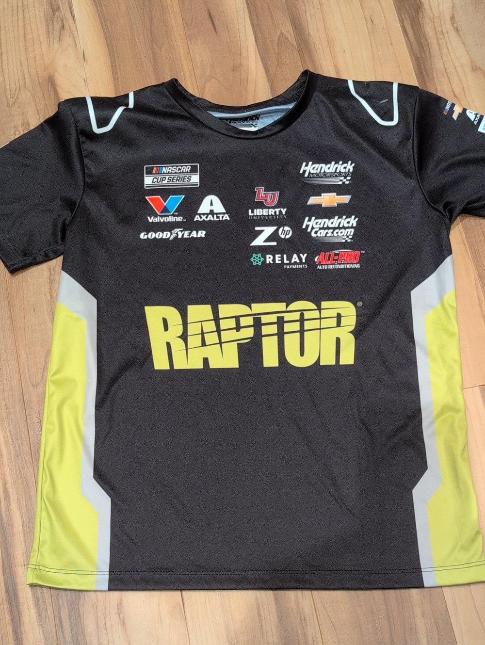 RAPTOR Kids Black & Yellow Racing-Style Short Sleeve Tee
